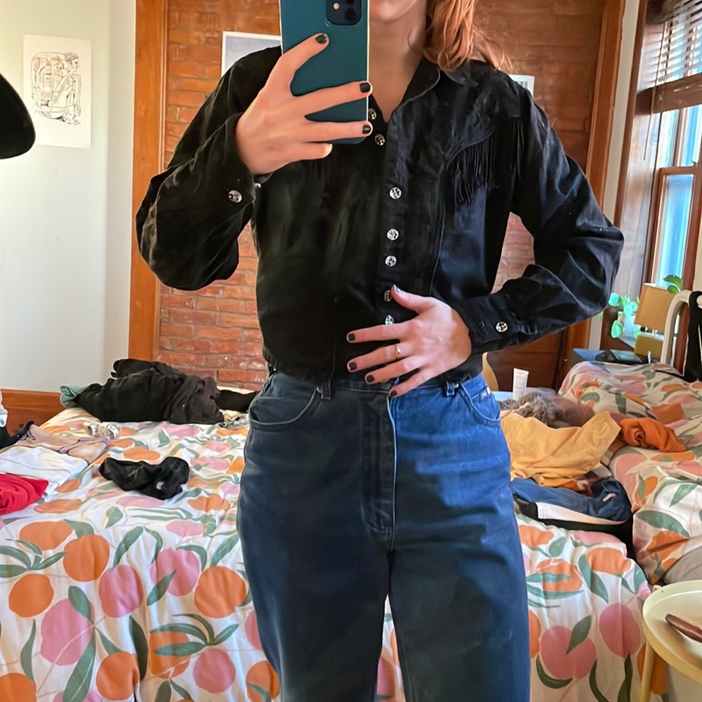 Fringe & Lace Black Western shirt
